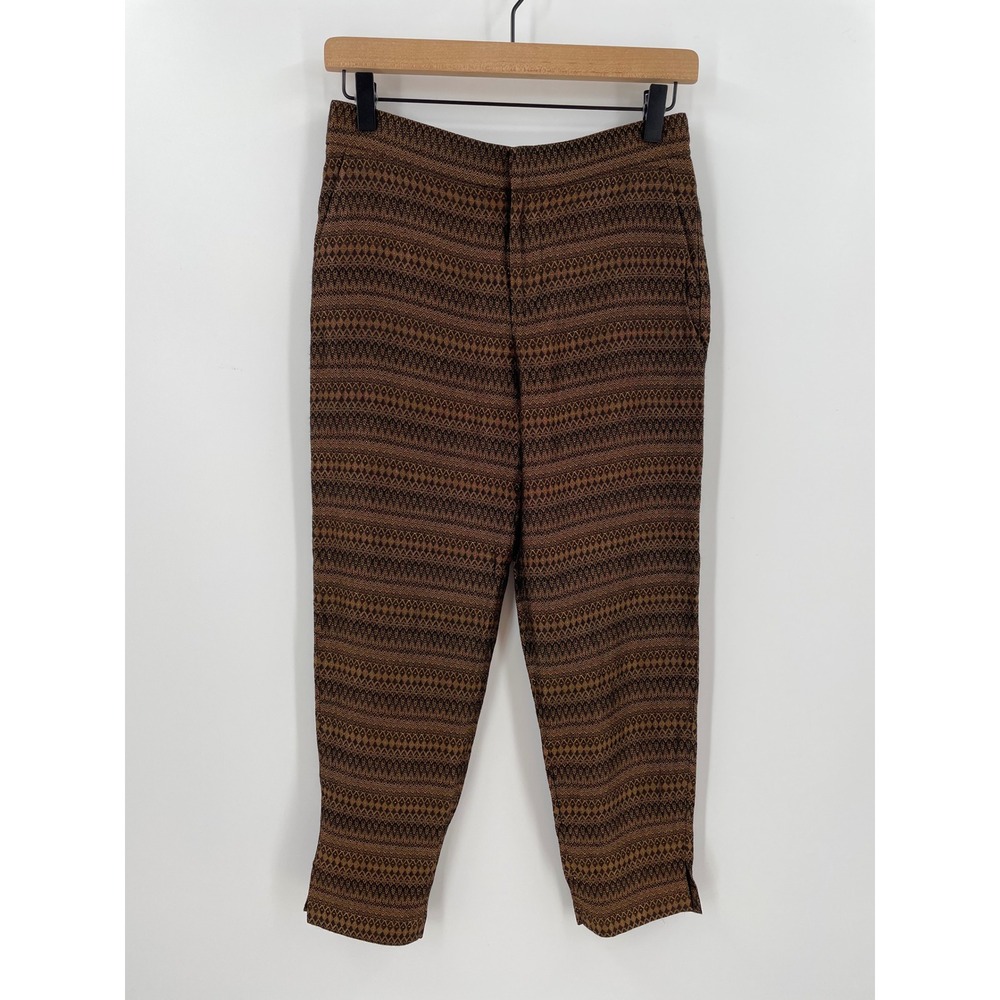 & Other Stories Golden Bronze Jacquard Cropped Pants Geometric US 2 - Picture 1 of 9